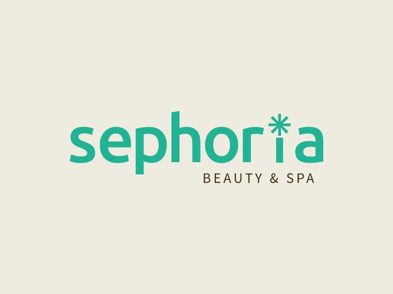 Sephoria Beauty & Spa logo — teal lowercase wordmark with an asterisk replacing the dot above the letter i