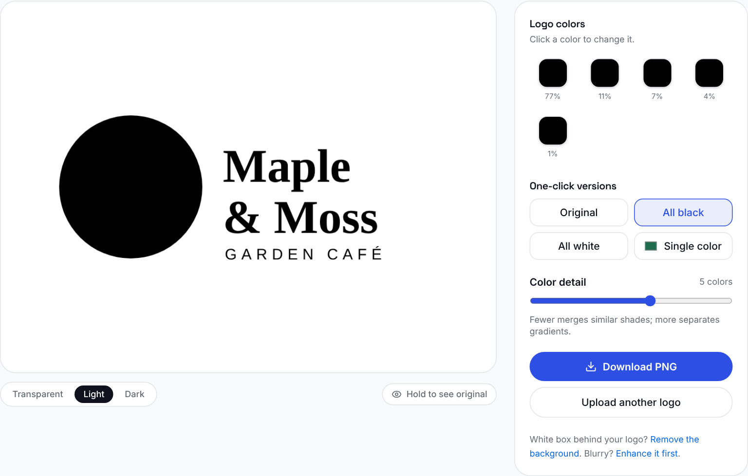 All black turns the leaf and circle into one solid shape