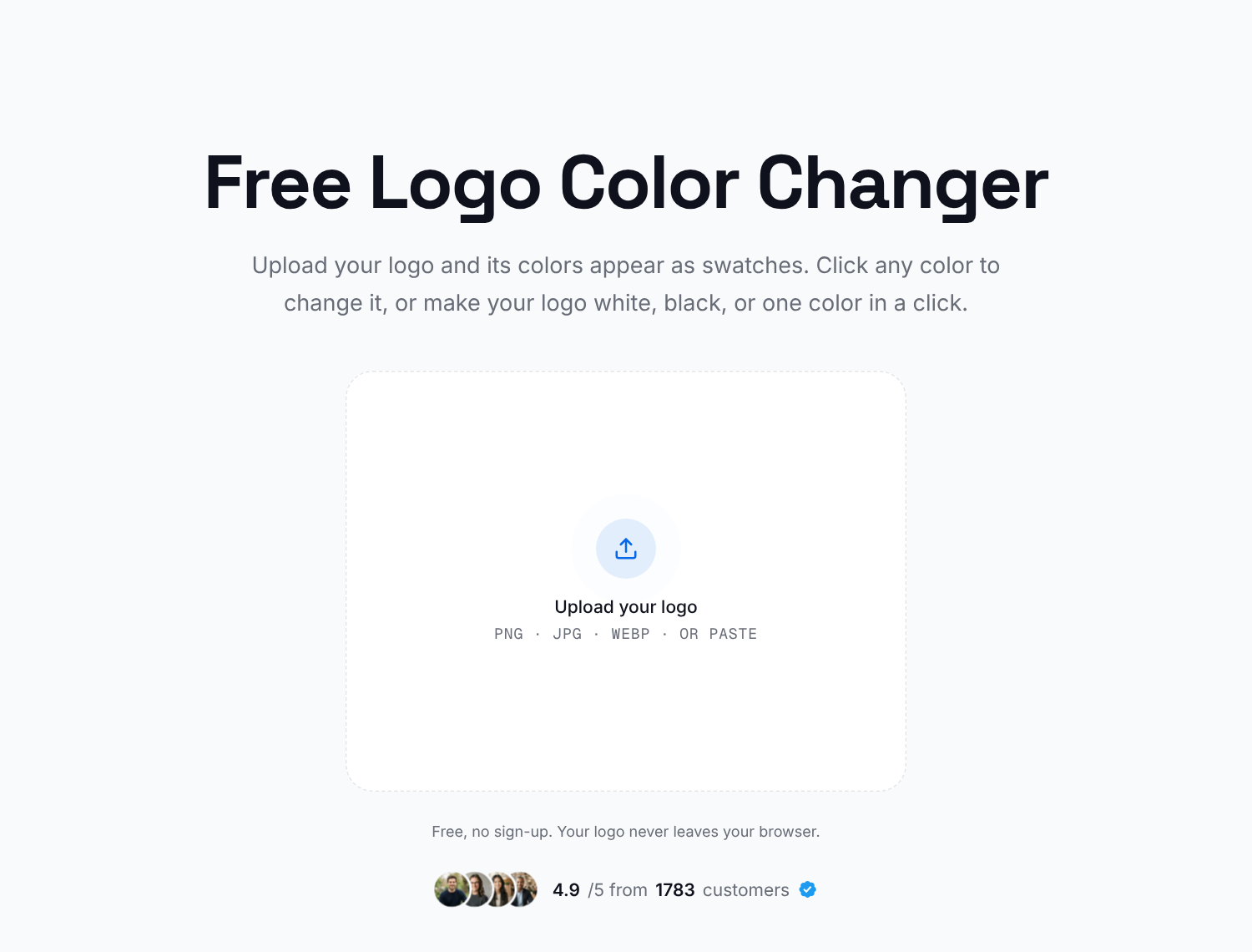 The LogoAI logo color changer upload screen