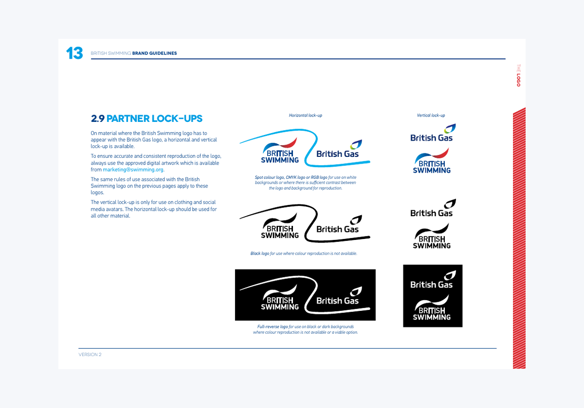 British Swimming horizontal and vertical partner lock-ups with British Gas