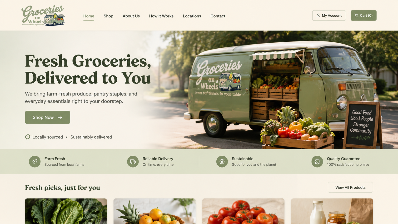 Groceries on Wheels homepage concept