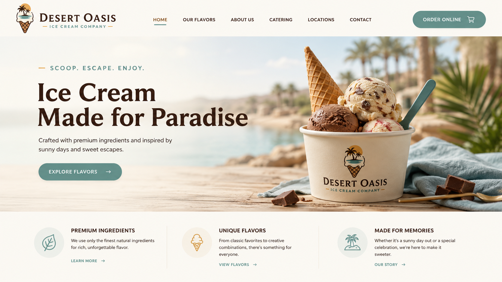 Desert Oasis homepage concept